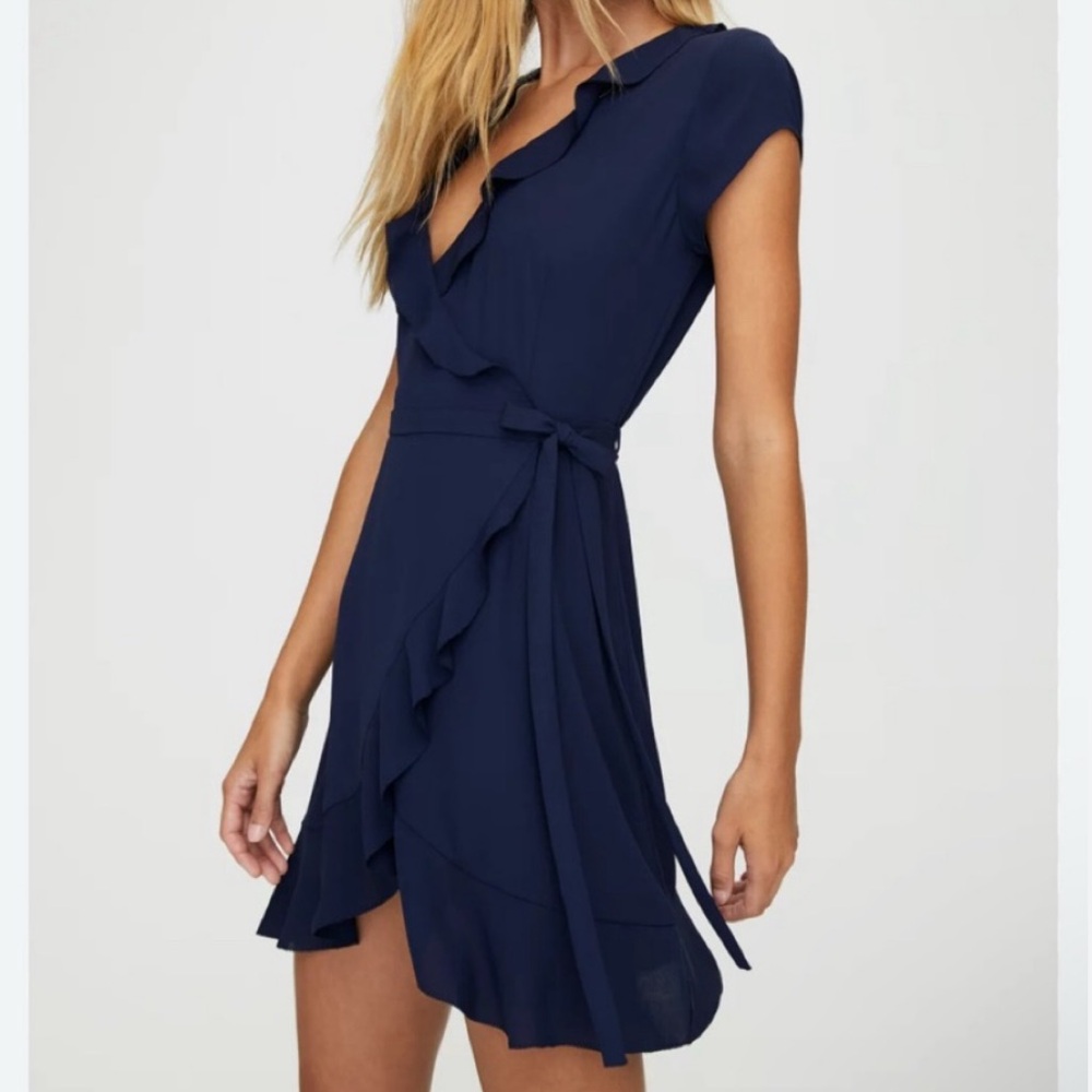 Sunday Best Wrap Mini Dress in Navy